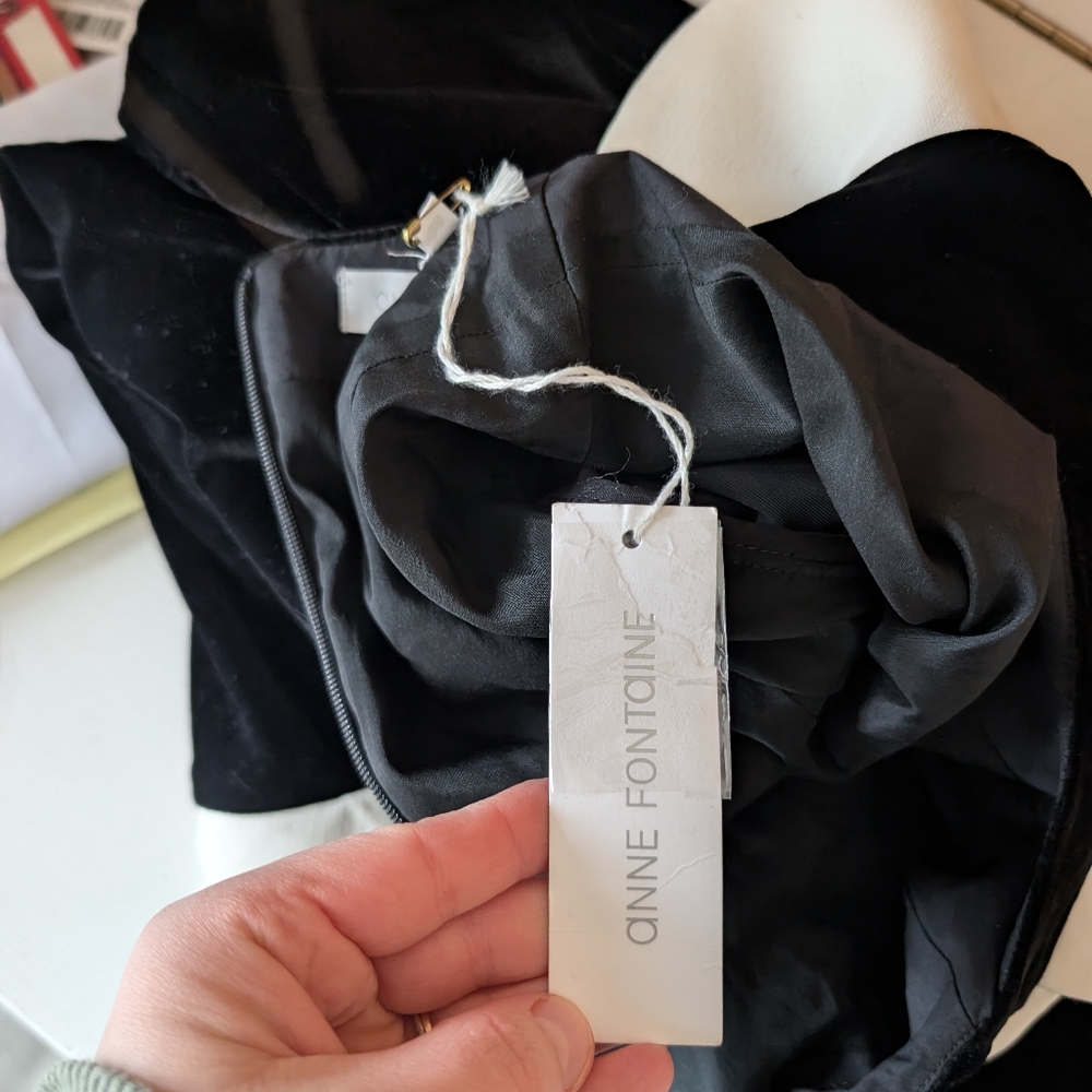 Anne Fontaine Black Velvet White Ruffle Solange Cocktail Dress Size 38 (6) - Picture 10 of 13